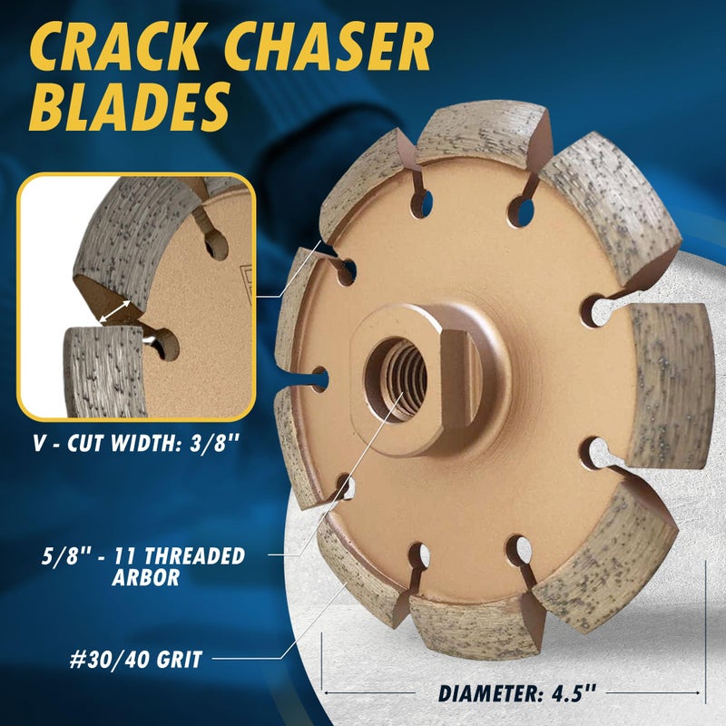 EDiamondTools 4.5" Crack Chaser Blade for Cured Concrete, Asphalt Repair or Joint Widen, 0.375" Width, 5/8"-11 Arbor - Image 3